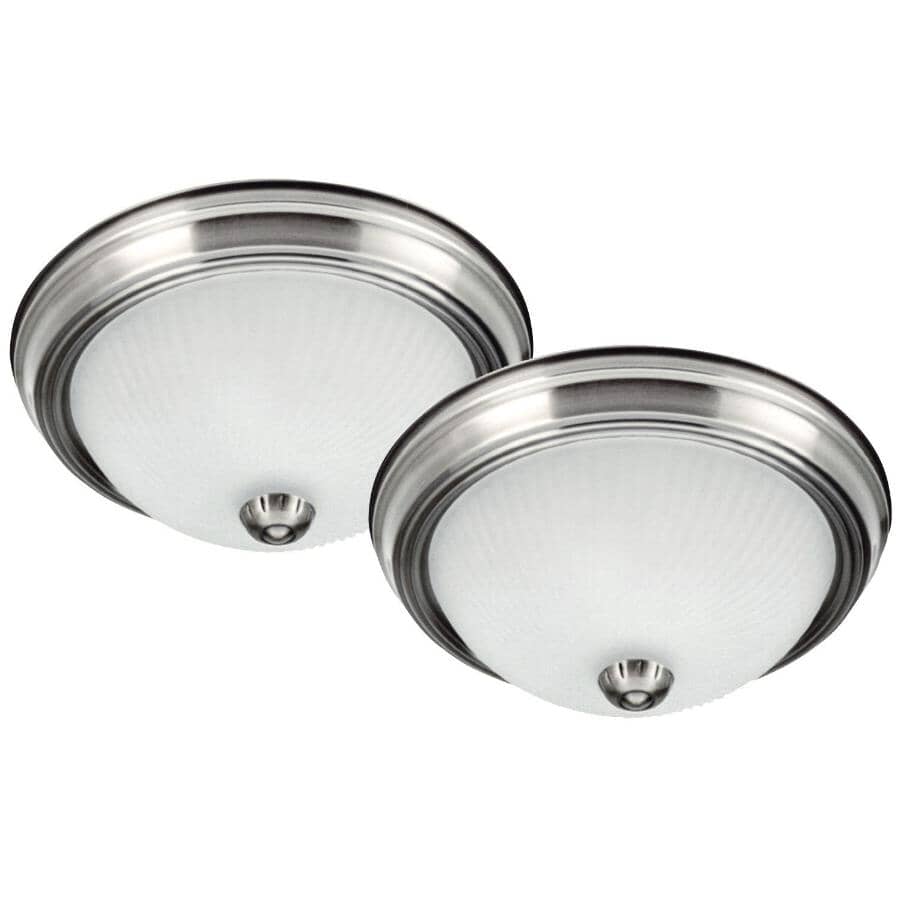 CANARM:Flush Mount Light Fixture - Brushed Pewter with Frosted Swirl Glass, 11", 2 Pack