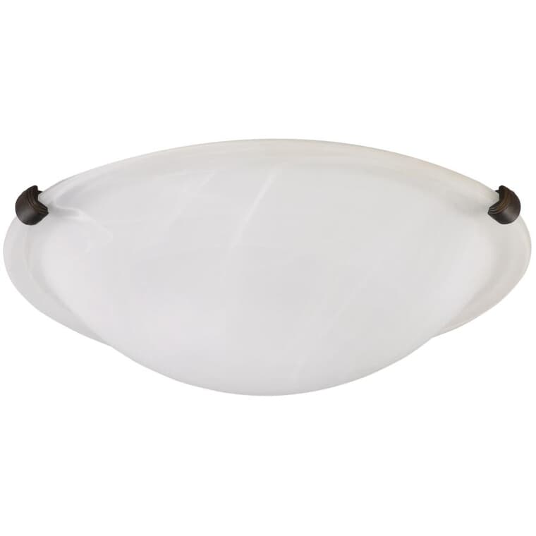 2 Light Flush Mount Light Fixture - Oil Rubbed Bronze with Alabaster Glass