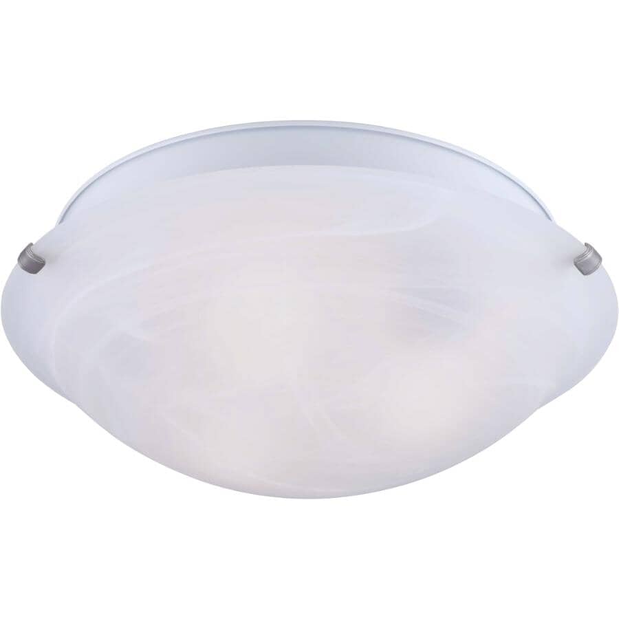 CANARM:3 Light Flush Mount Light Fixture - Brushed Pewter with Alabaster Glass