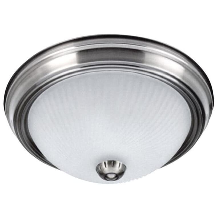 2 Light Flush Mount Light Fixture - Brushed Pewter with Frosted Swirl Glass, 11"