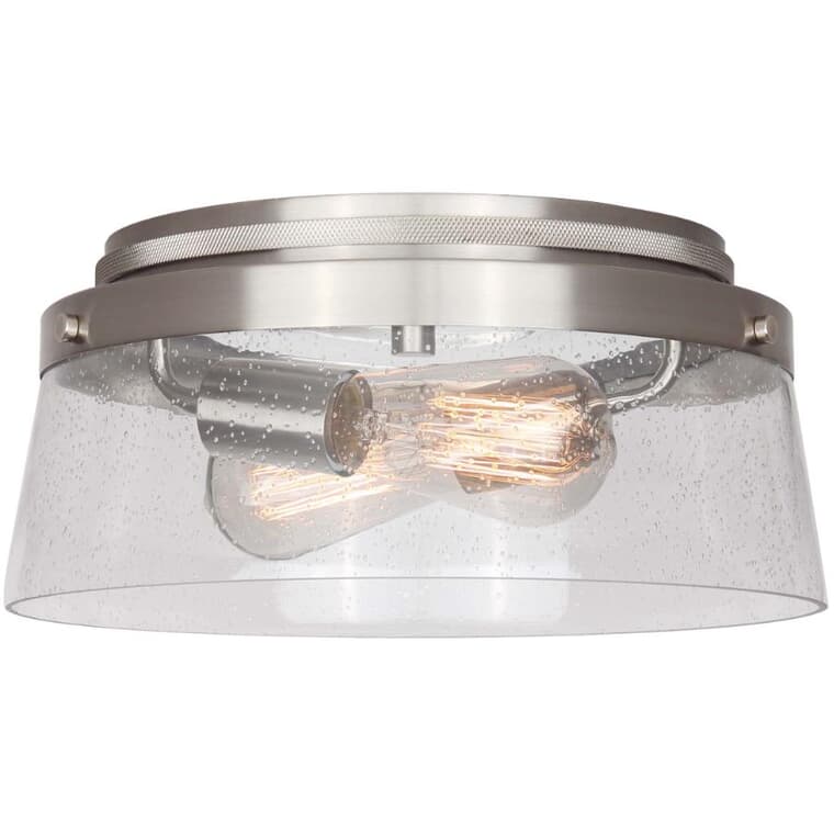 Analie 2 Light Flush Mount Light Fixture - Brushed Nickel with Seeded Glass