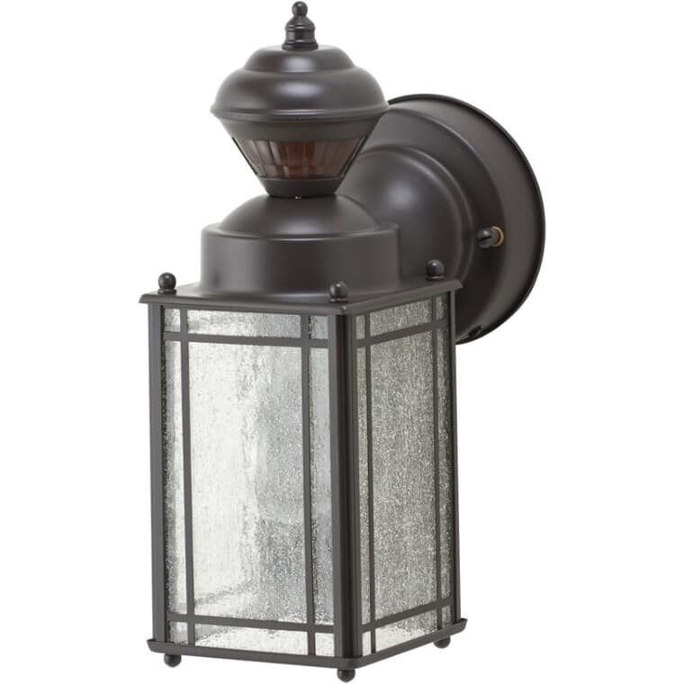 Mission Style Outdoor Coach Light Fixture with 150 Degree Motion Sensor - Oil Rubbed Bronze