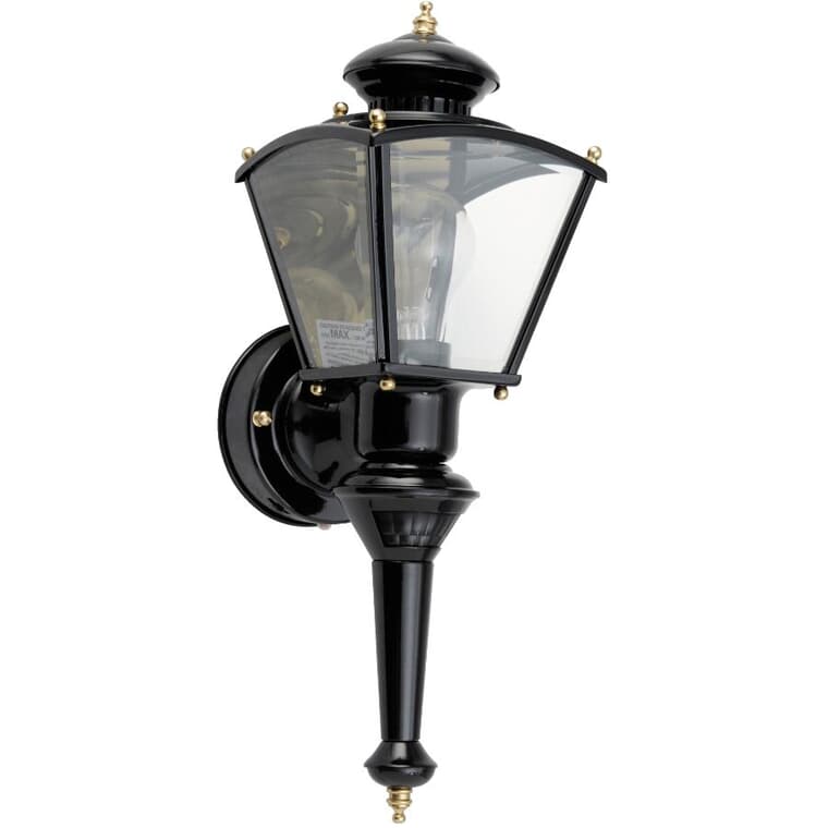 Lanterne cochère d'extérieur de style Charleston, avec détecteur de mouvement à 150 degrés, noir