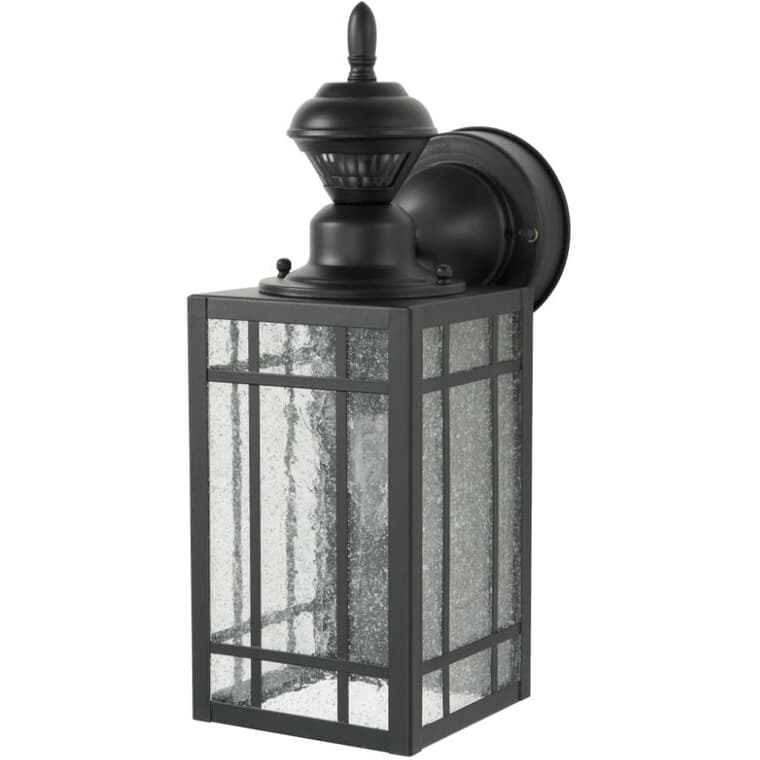 DualBrite Mission Style Outdoor Coach Light Fixture with 150 Degree Motion Sensor - Black