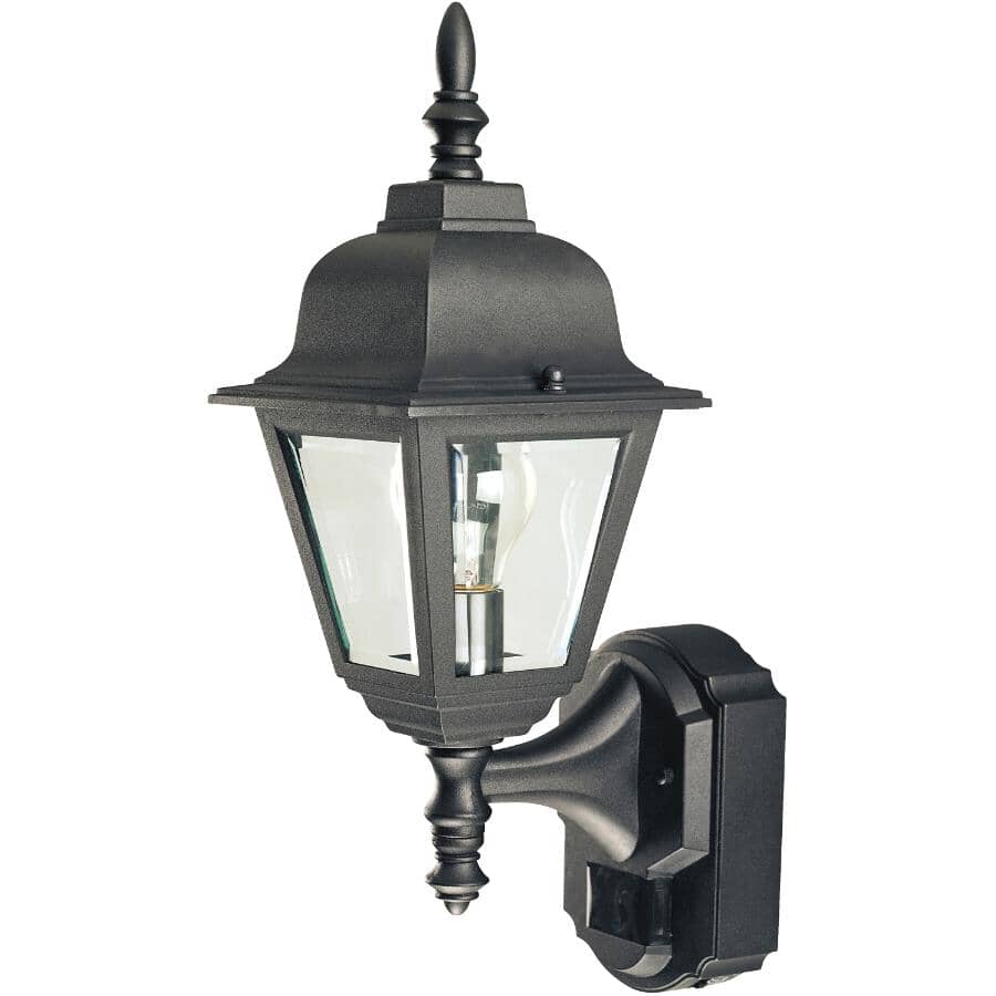 HEATH/ZENITH:Lanterne cochère d'extérieur DualBrite de style Cottage, avec détecteur de mouvement à 180 degrés, noir