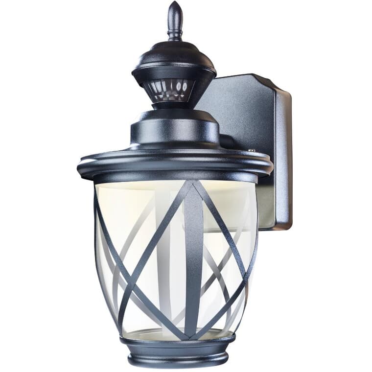 Allure Outdoor Coach Light Fixture with Integrated LED & 150 Degree Motion Sensor - Black