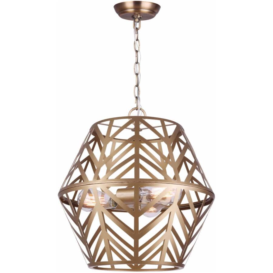CANARM:Maud 3 Light Chain Chandelier - Painted Gold
