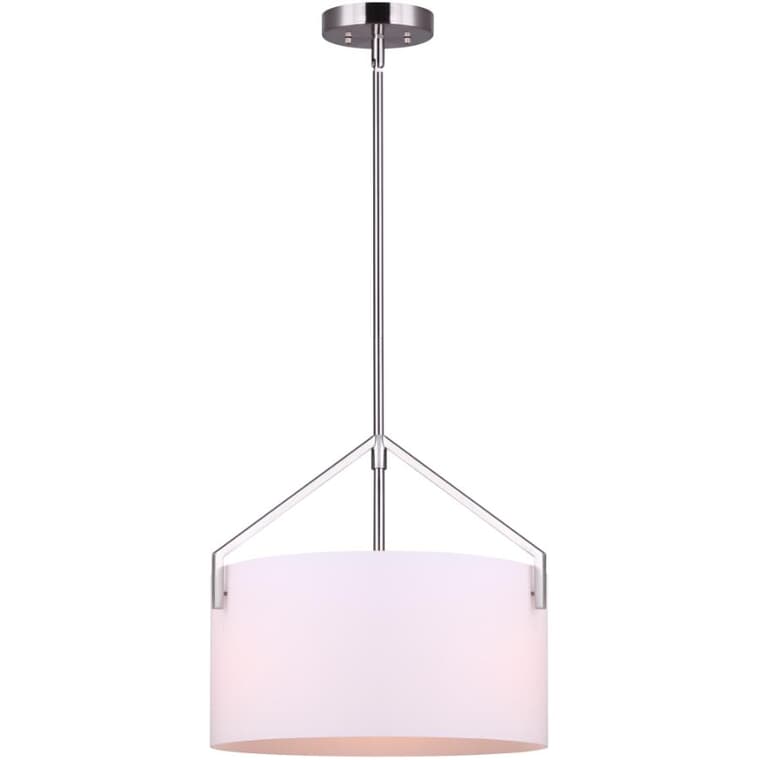 Luminaire chandelier à 4 lampes Hadlee, nickel brossé avec verre opale mat