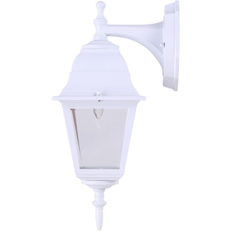 Outdoor Downward or Upward Coach Light Fixture - White with Clear Glass, 14-3/4"