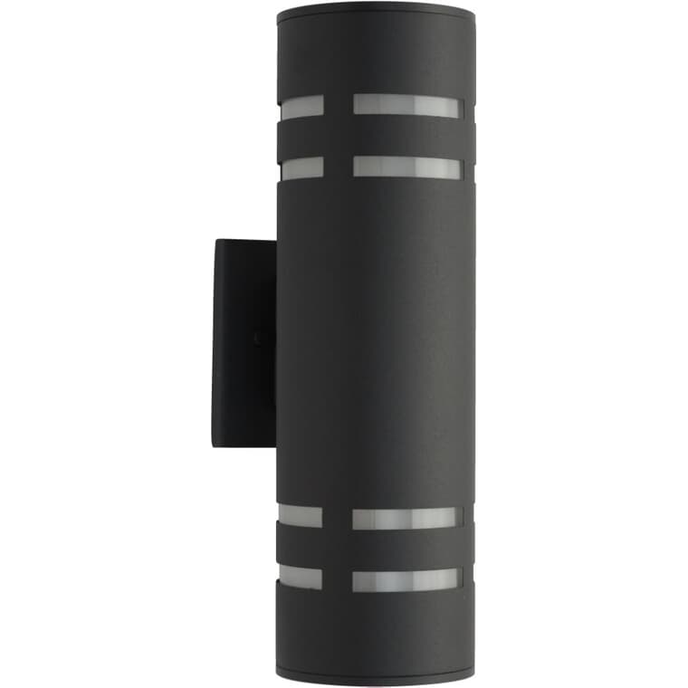 Tay Outdoor Cylindrical Upward & Downward Light Fixture - Black, 13"