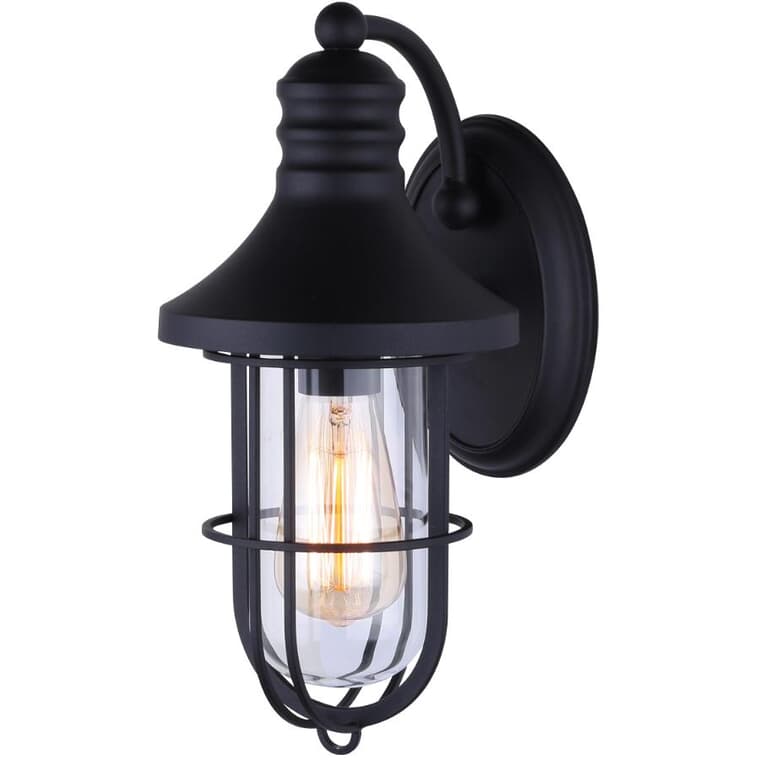 South Outdoor Downward Coach Light Fixture - Matte Black with Clear Glass, 14''