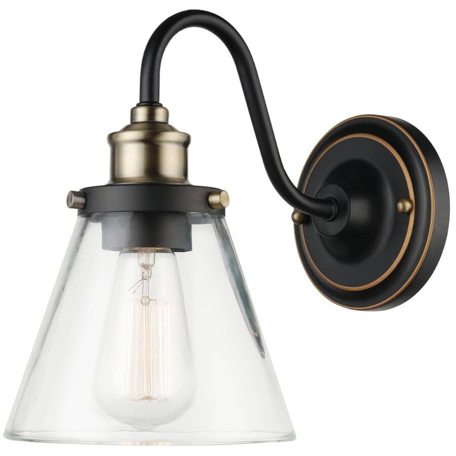 GLOBE ELECTRIC:Jackson Wall Sconce - Oil Rubbed Bronze with Clear Glass