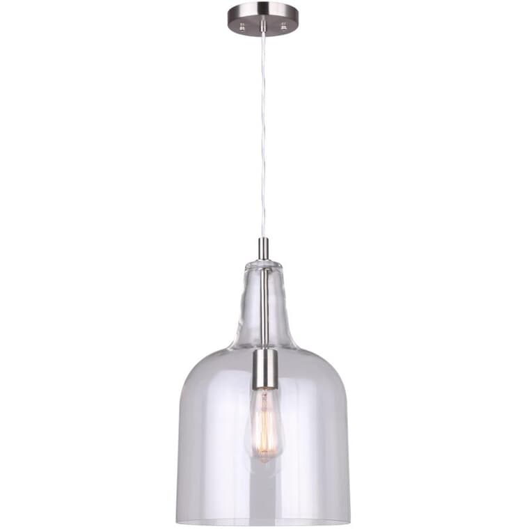 Keeva Pendant Light Fixture - Brushed Nickel with Clear Glass