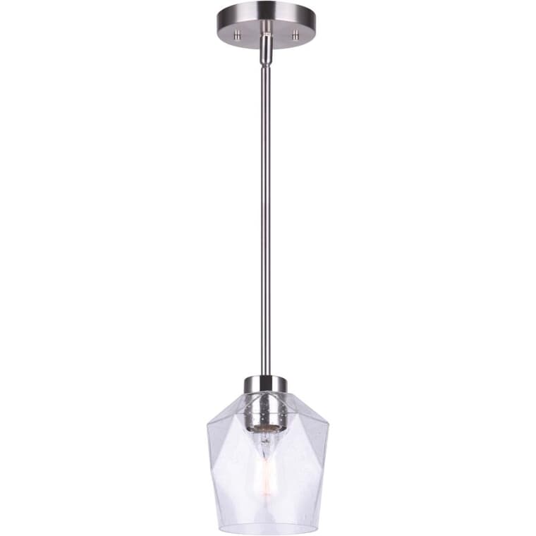 Lenci Pendant Light Fixture - Brushed Nickel with Seeded Glass