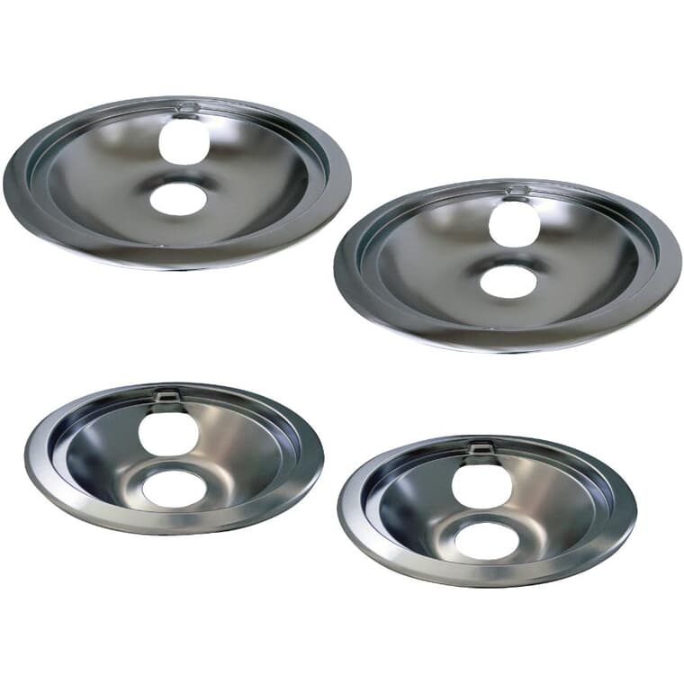 Chrome Drip Pans & Rings for GE & Hotpoint- 6" + 8", 4 pack