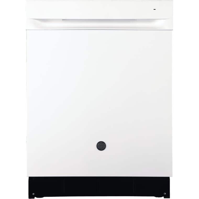 Lave-vaisselle encastrable blanc de 24 po avec grande cuve et commandes sur le dessus, intérieur en acier inoxydable (GBP534SGPWW)