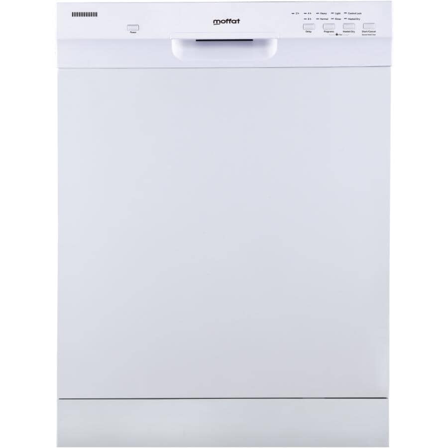 MOFFAT:24" Built-In Dishwasher (MBF420SGPWW) - with Top Controls, White with Stainless Steel Interior