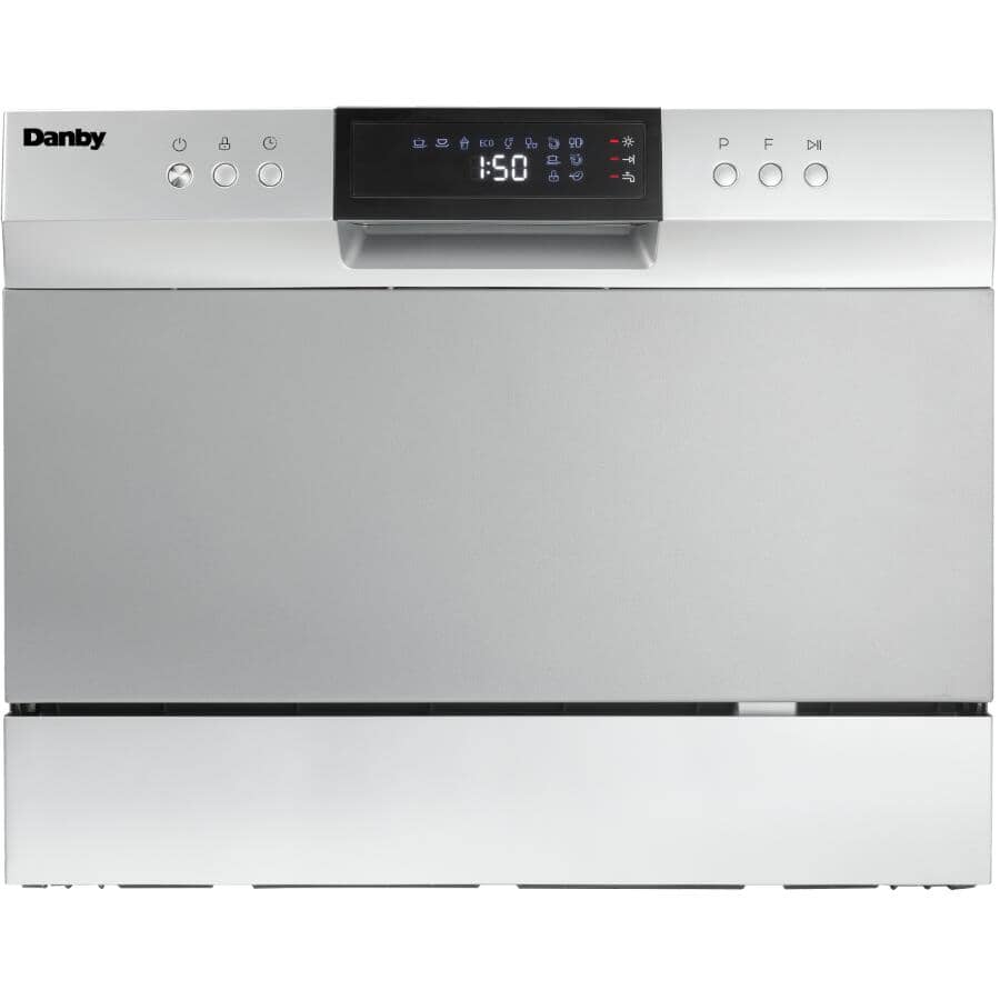 DANBY:Countertop Portable Dishwasher (DDW631SDB) - 6 Place Setting + Front Controls, Silver