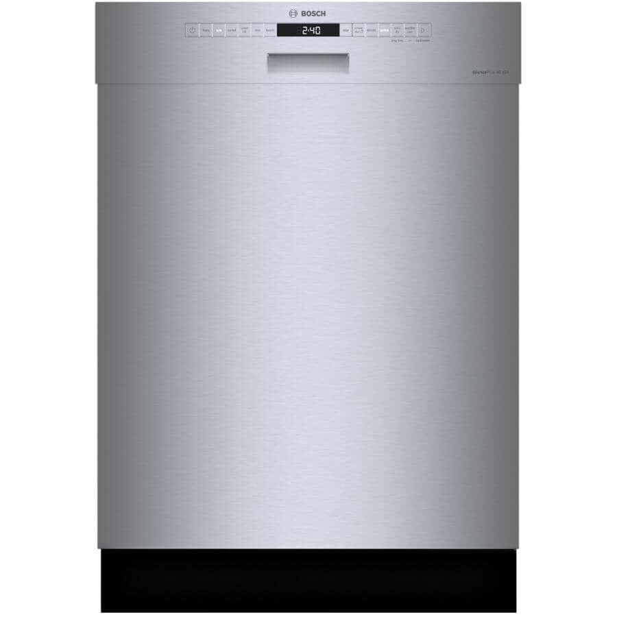 BOSCH:300 Series 24" Built-In Dishwasher (SHE53B75UC) - with Front Controls + Third Rack, Stainless Steel