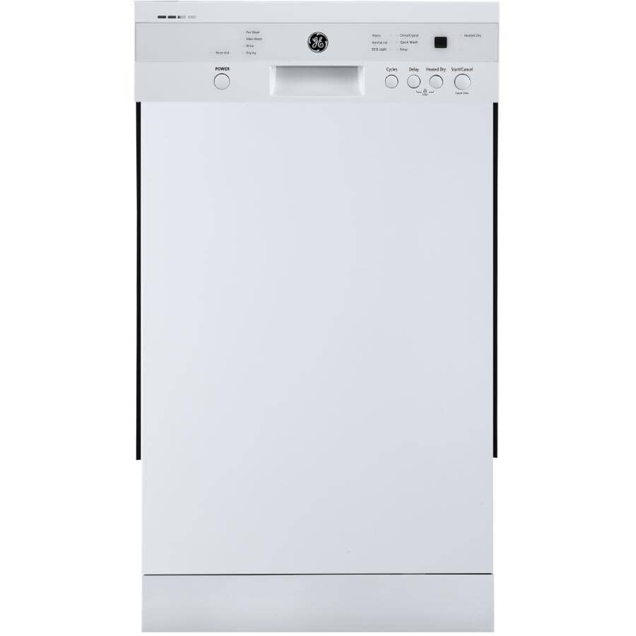 GE:18" Built-In Tall Tub Dishwasher (GBF180SGMWW) - Front Controls + White