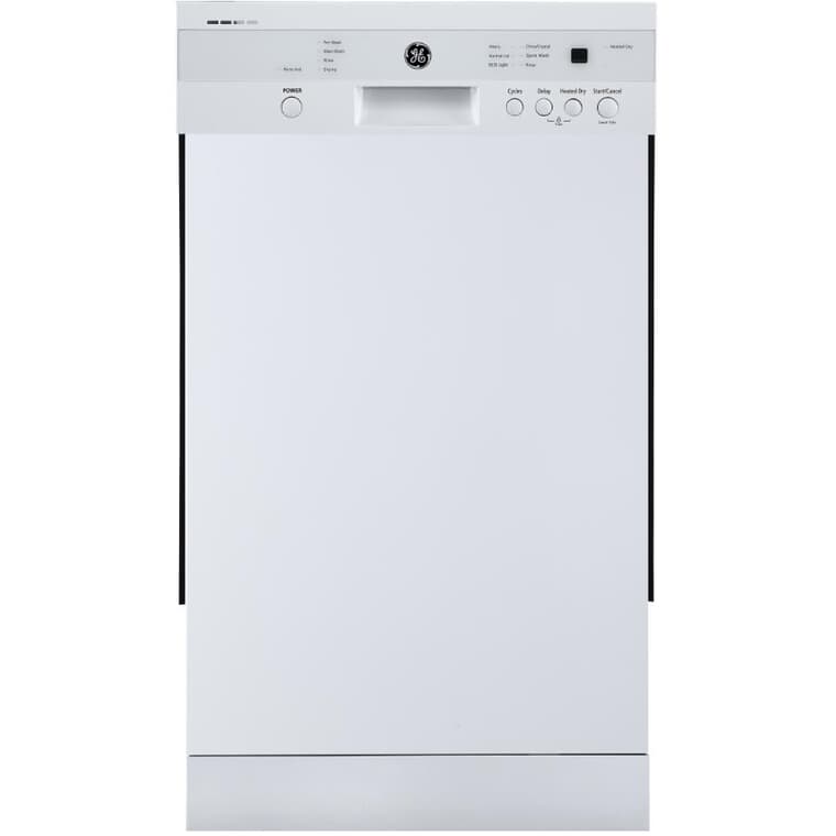 Lave-vaisselle encastré 18 po à grande cuve avec commandes frontales, blanc (GBF180SGMWW)