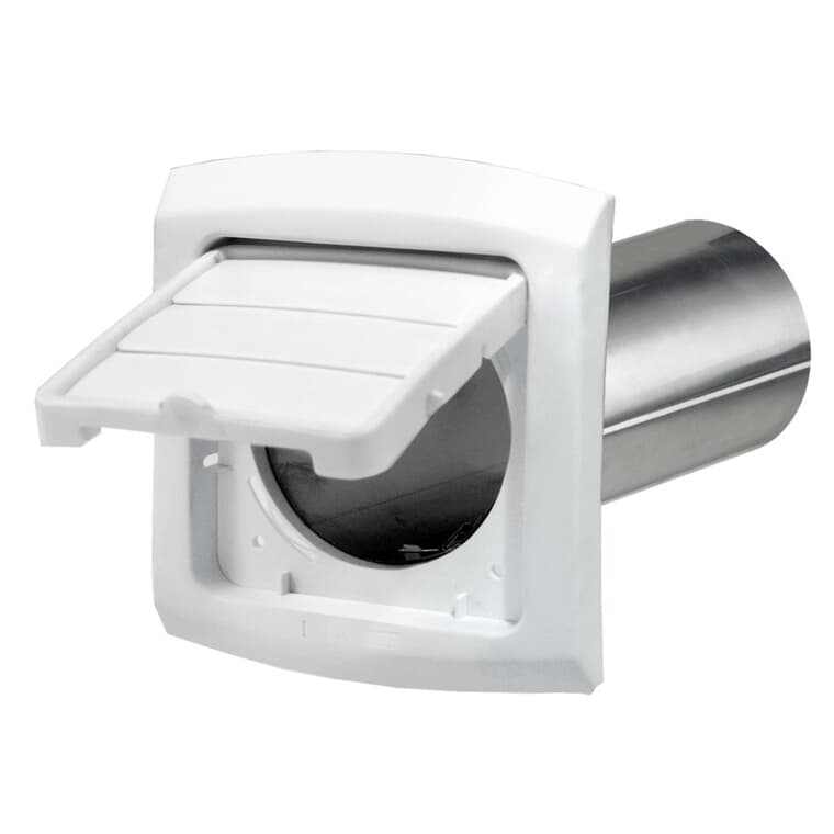 4" Louvered Easy Access White Vent Hood, with Tailpiece