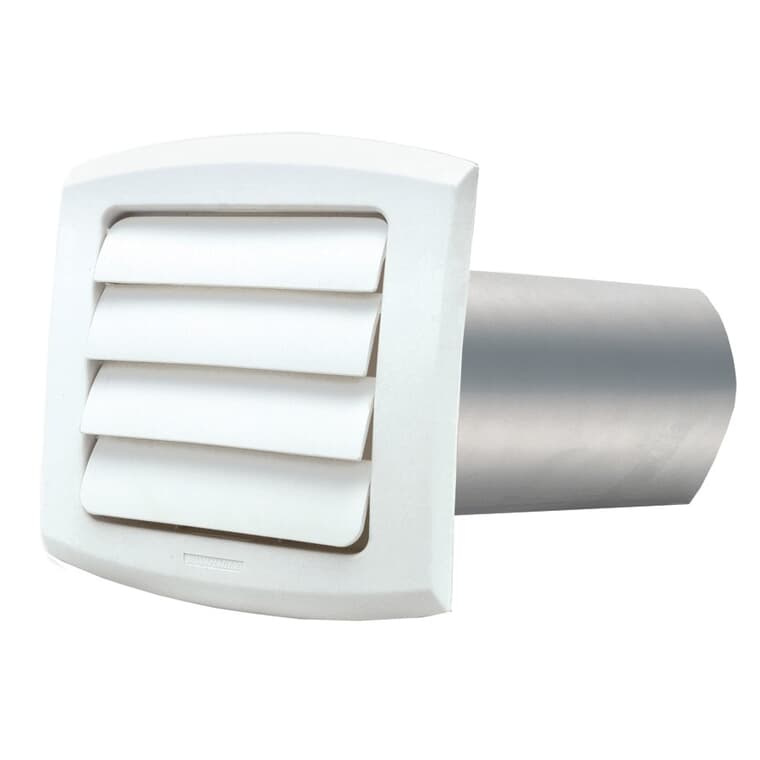 6" Louvered White Vent Hood, with Tailpiece