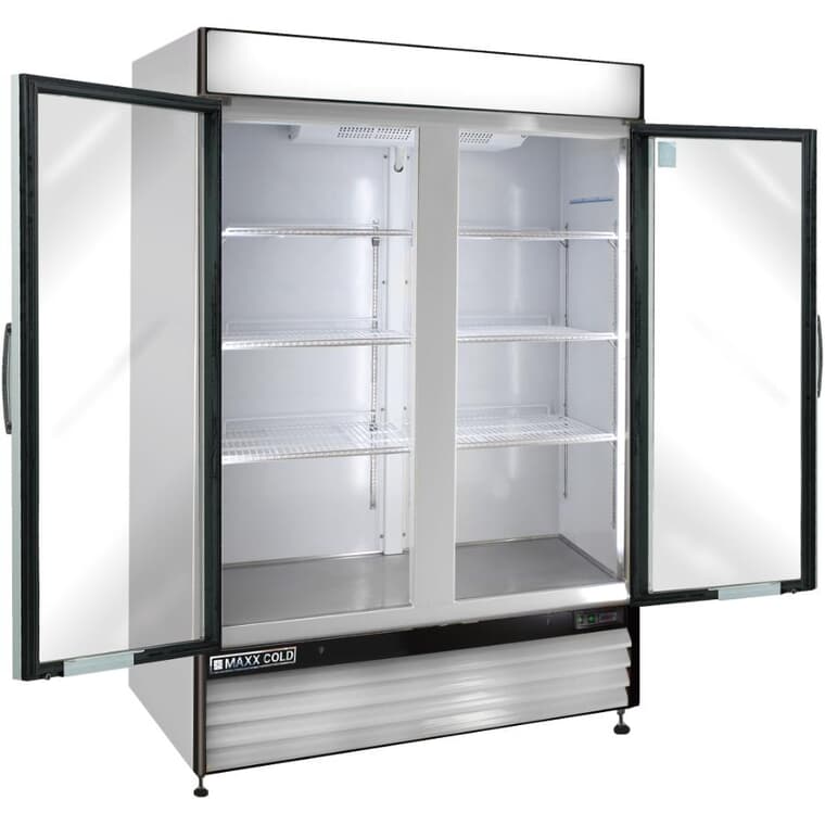 Commercial Grade Vertical Freezer (MXM2-48F) - Stainless Steel, 2 Glass Doors, 48 cu. ft.