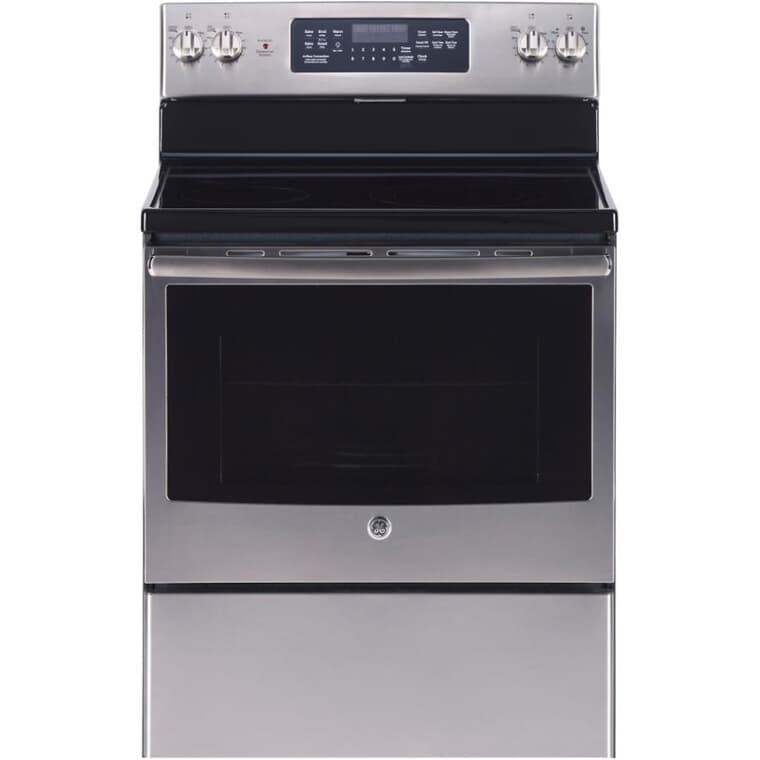 30" 5.0 cu. ft. Freestanding Smooth Top Electric Convection Range (JCB830SKSS) - Self-Cleaning, Stainless Steel