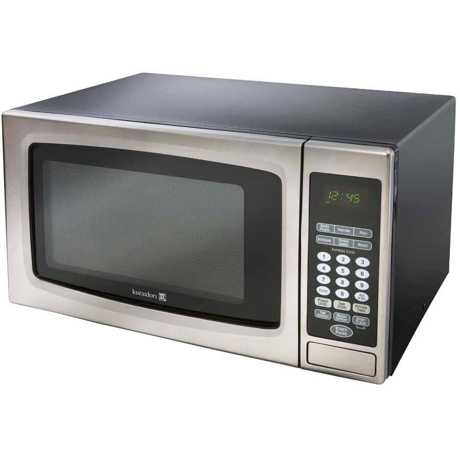 KURAIDORI:Countertop Microwave Oven (P100N30AP-ZE) - Stainless Steel & Black, 1000W, 1.1 cu. ft.