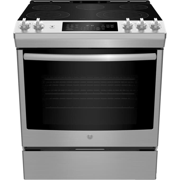 30" 5.3 cu. ft. Freestanding Smooth Top Electric Convection Range (JCS840SMSS) - Self-Cleaning, Stainless Steel