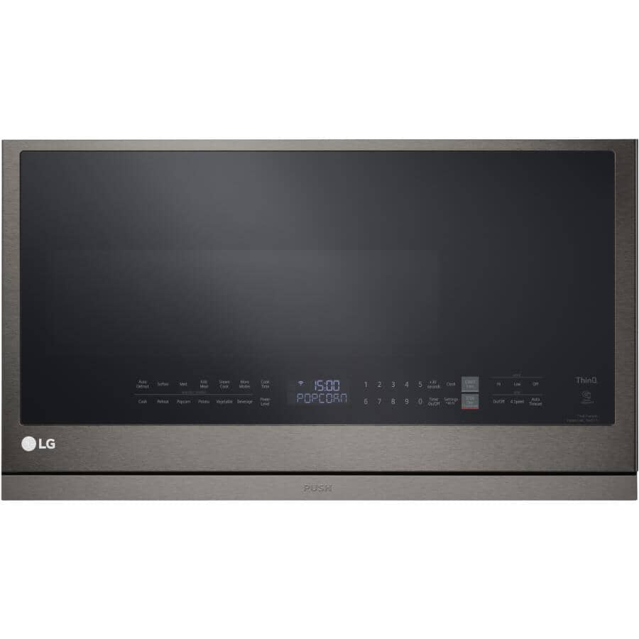 LG:2.1 cu. ft. Smart Over-The-Range Microwave Oven with ExtendaVent (MVEL2137D) - Black Stainless Steel, 900W