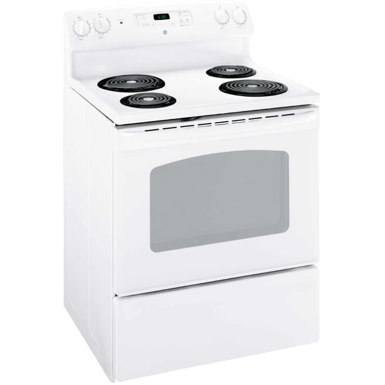30" 5.0 cu. ft. Freestanding Coil Top Electric Range (JCBS280DMWW) - Manual Clean, White