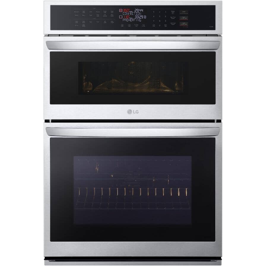 LG:30" 1.7/4.7 cu. ft. Smart Combo Wall Oven (WCEP6423F) - with Convection + Air Fry, Stainless Steel