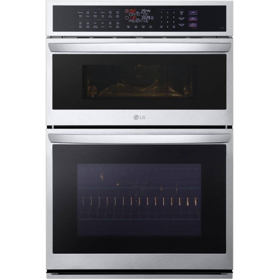 LG:30" 1.7/4.7 cu. ft. Smart Combo Wall Oven (WCEP6427F) - with InstaView + Air Fry, Stainless Steel