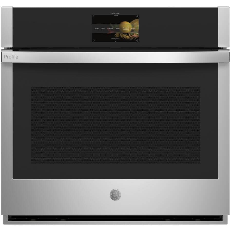 GE PROFILE:30" 5.0 cu. ft. Single Convection Wall Oven (PTS7000SNSS) - with Air Fry + LCD Touch Screen , Stainless Steel