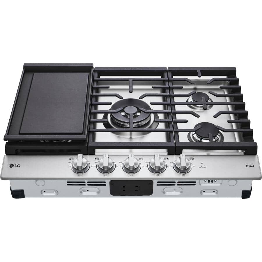 LG:30" Smart Gas Cooktop (CBGJ3027S) - with UltraHeat + LED Knobs, Stainless Steel