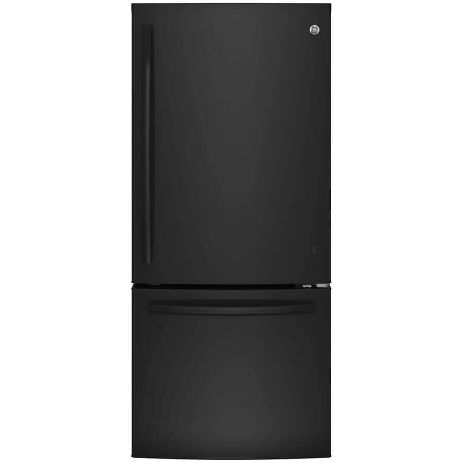 GE:30" 20.9 cu. ft. Bottom Freezer Refrigerator (GBE21AGKBB) - Black
