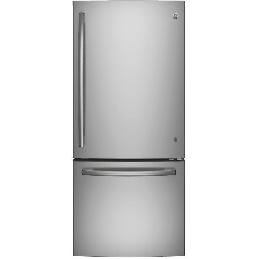 GE:30" 20.9 cu. ft. Bottom Freezer Refrigerator (GDE21DYRKFS) - Fingerprint Resistant Stainless Steel