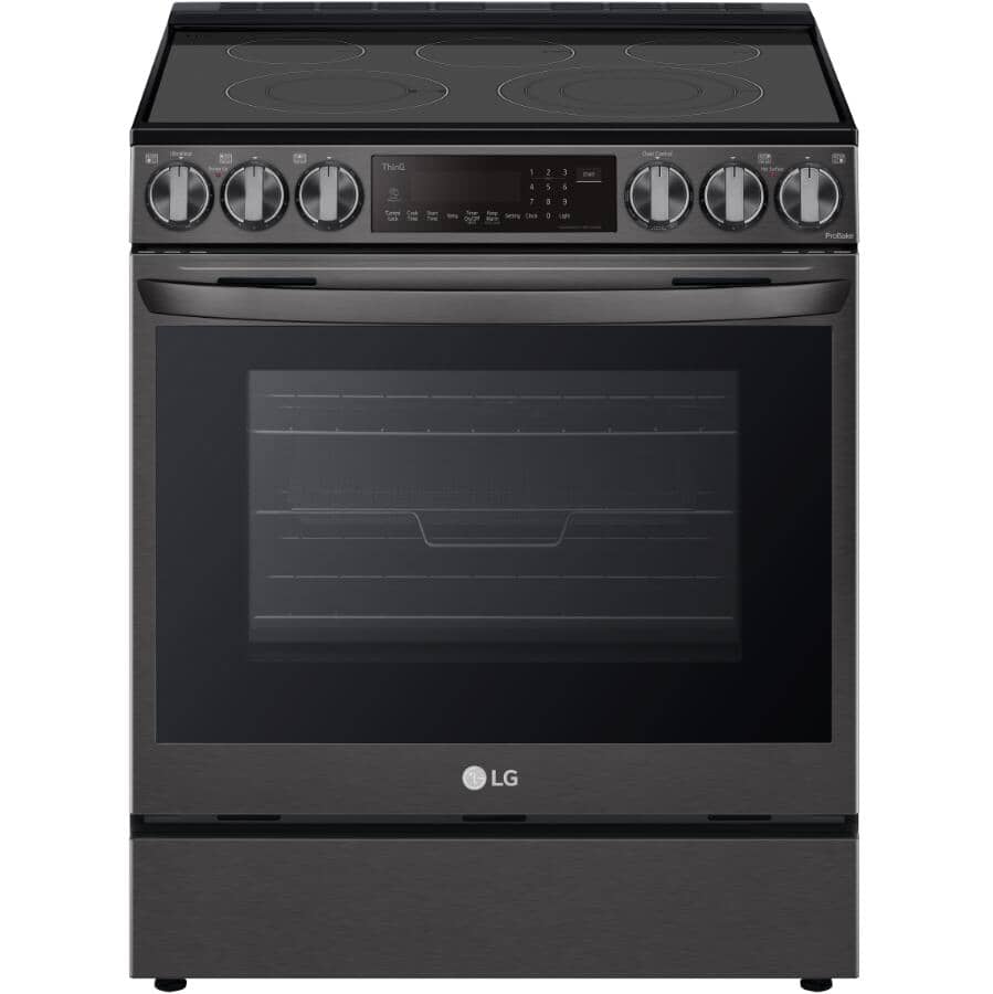 LG:6.3 cu. ft. Smart Slide-In Electric Range with InstaView and Air Fry (LSEL6335D) - Black Stainless Steel