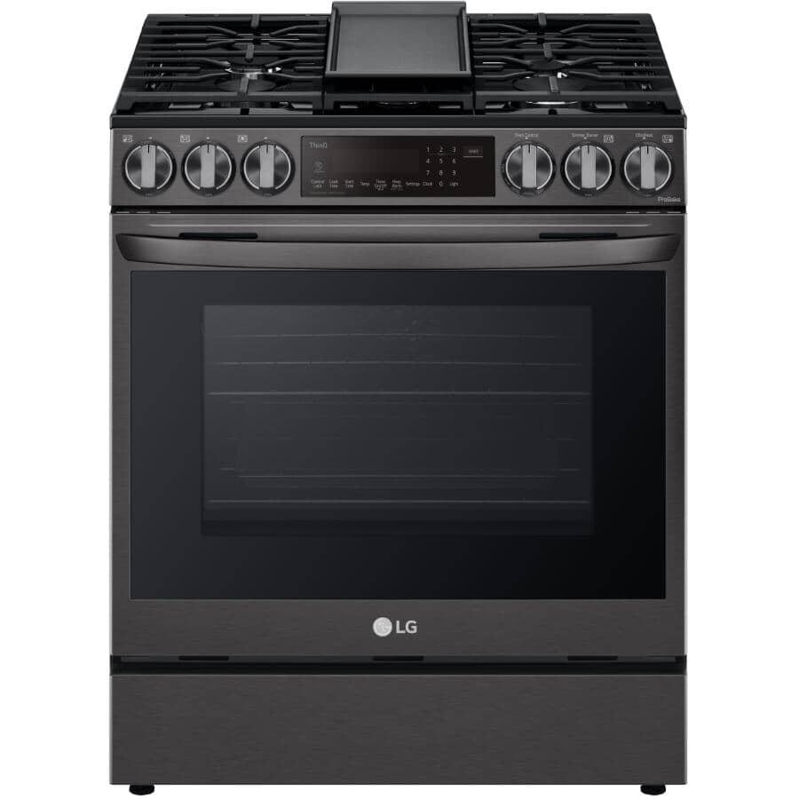 LG:6.3 cu. ft. Smart Slide-In Gas Range with InstaView and Air Fry (LSGL6335D) - Black Stainless Steel