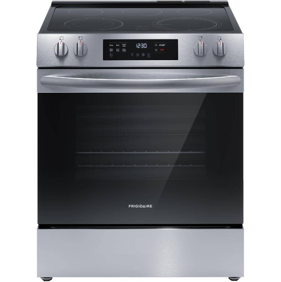 FRIGIDAIRE:30" 5.3 cu. ft. Slide-In Smooth Top Electric Range (FCFE306CAS) - with Front Controls, Stainless Steel