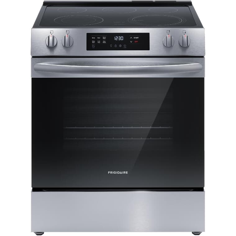 30" 5.3 cu. ft. Slide-In Smooth Top Electric Range (FCFE306CAS) - with Front Controls, Stainless Steel