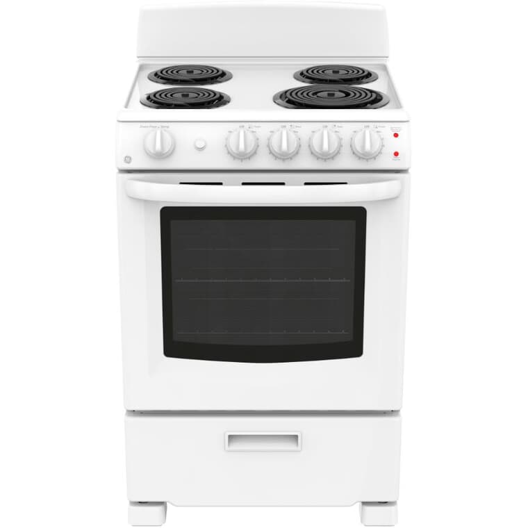 24" 2.9 cu. ft. Freestanding Coil Top Electric Range (JCAS300DMWW) - Manual Clean, White