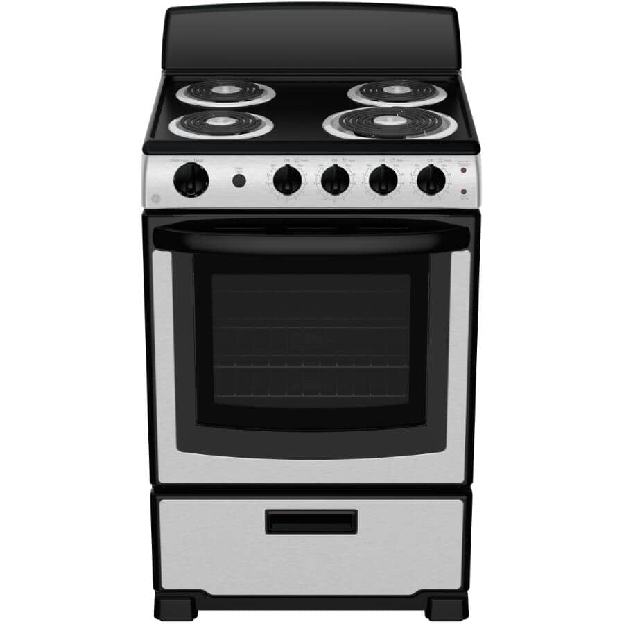 GE:24" 2.9 cu. ft. Slide-In Coil Top Electric Range (JCAS300RPSS) - Stainless Steel