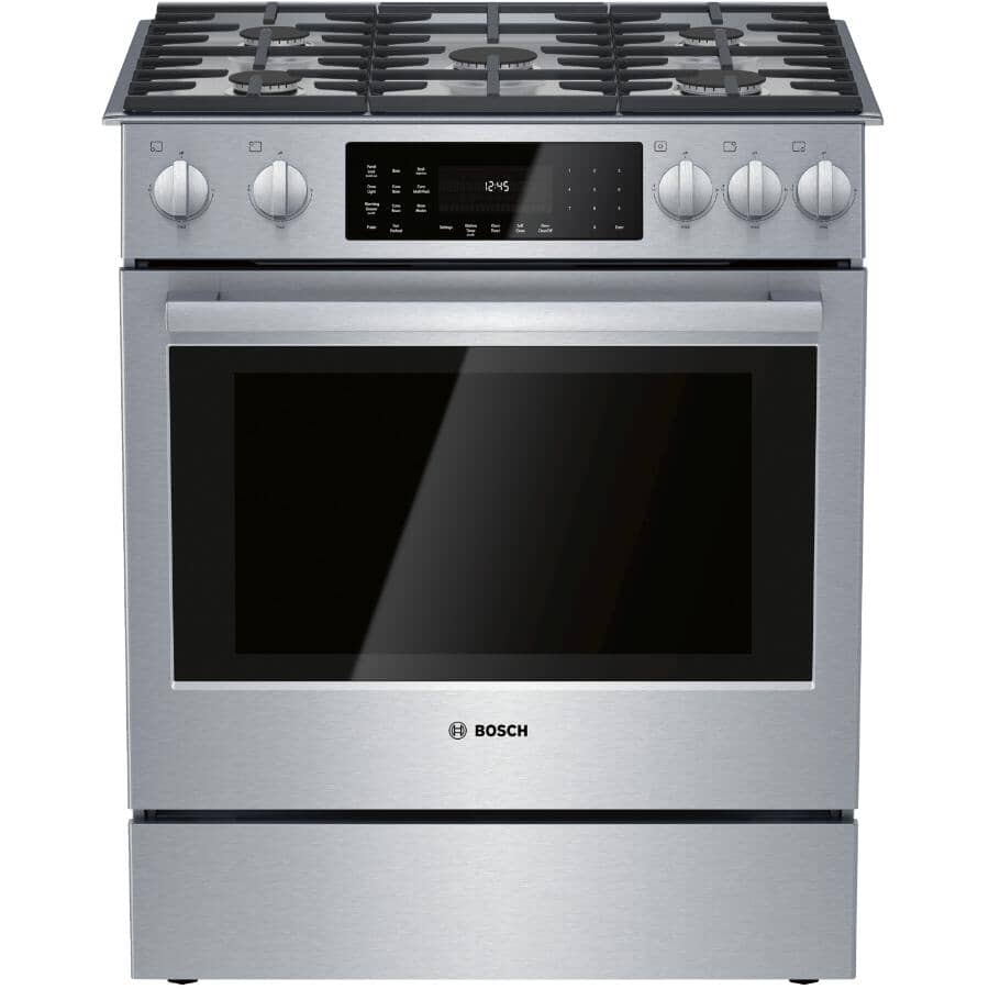BOSCH APPLIANCES:30" 4.6 cu. ft. 800 Series Slide-In Convection Duel Fuel Range (HDI8056UC) - Stainless Steel