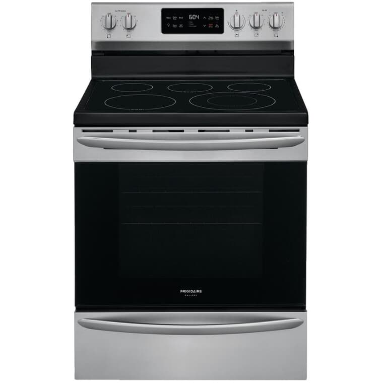 30" 5.4 cu. ft. Freestanding Smooth Top Electric Convection Range (GCRE302CAF) - Self-Cleaning + Steam Cleaning, Stainless Steel