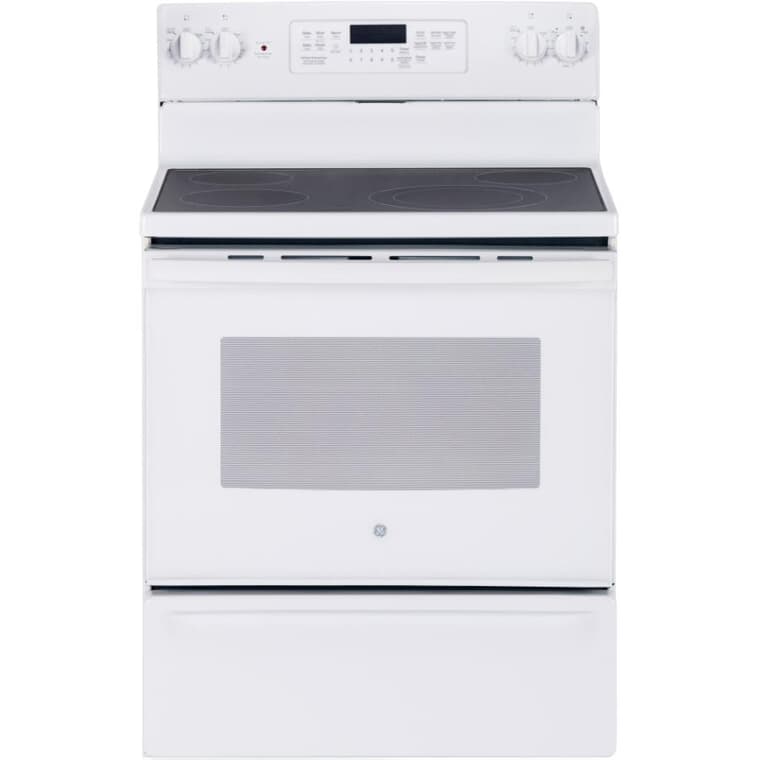 30" 5.0 cu. ft. Freestanding Smooth Top Electric Convection Range (JCB830DKWW) - Self-Cleaning, White