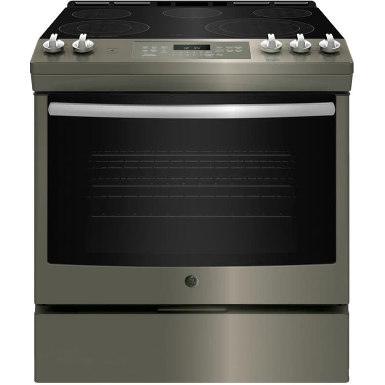 30" 5.3 cu. ft. Freestanding Smooth Top Electric Convection Range (JCS840EMES) - Self-Cleaning, Slate