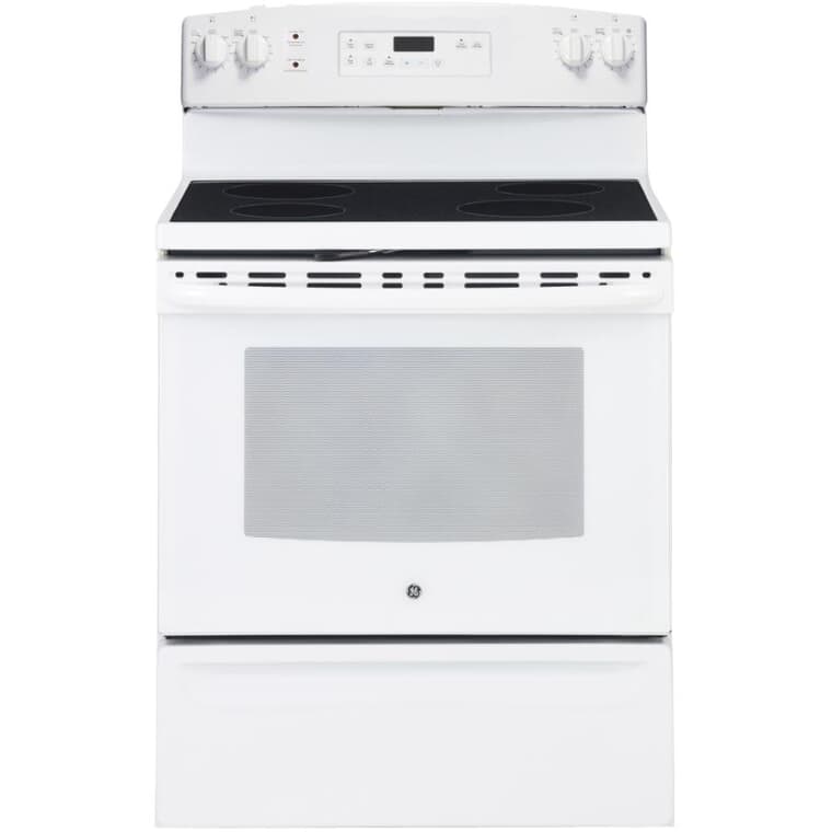 30" 5.0 cu. ft. Freestanding Smooth Top Electric Range (JCB630DKWW) - Self-Cleaning, White